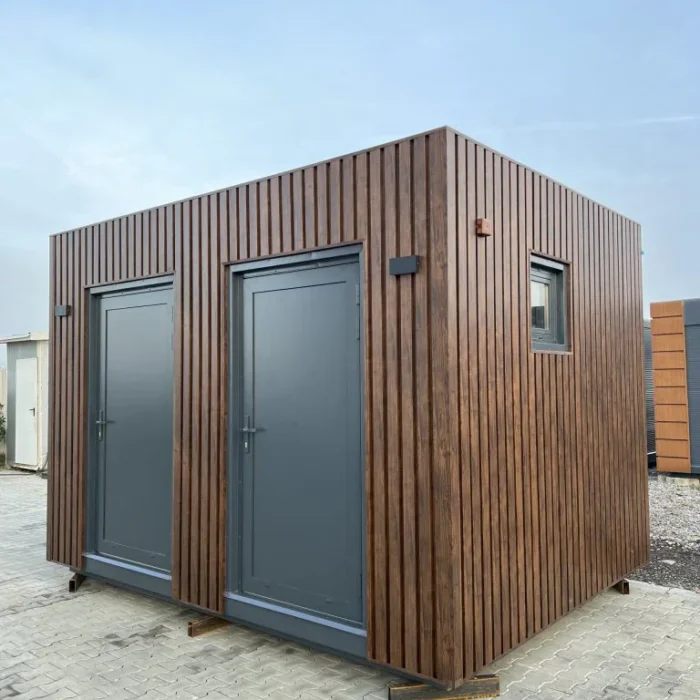 Cabine sanitária premium: chuveiro e sanita separados
